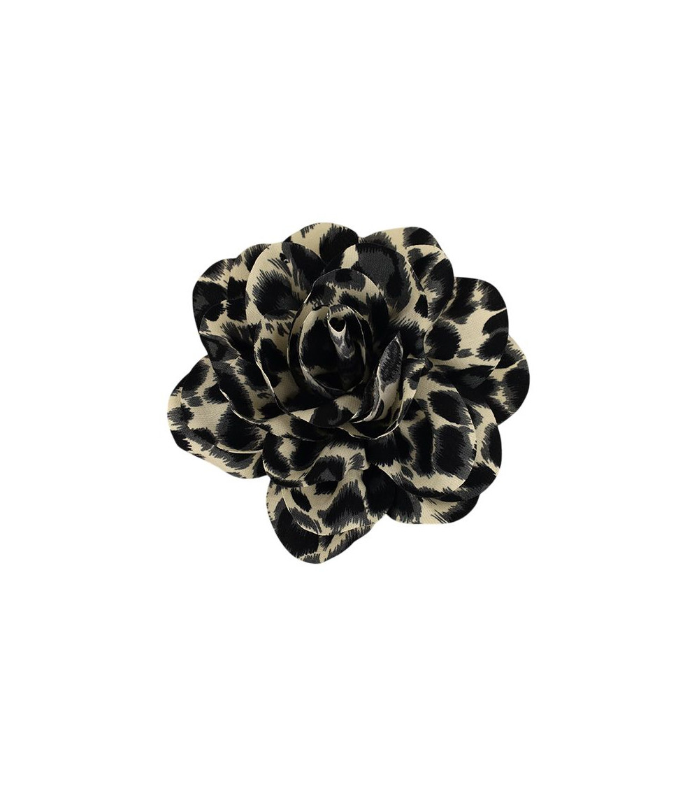 Light gray panther pattern flower brooch