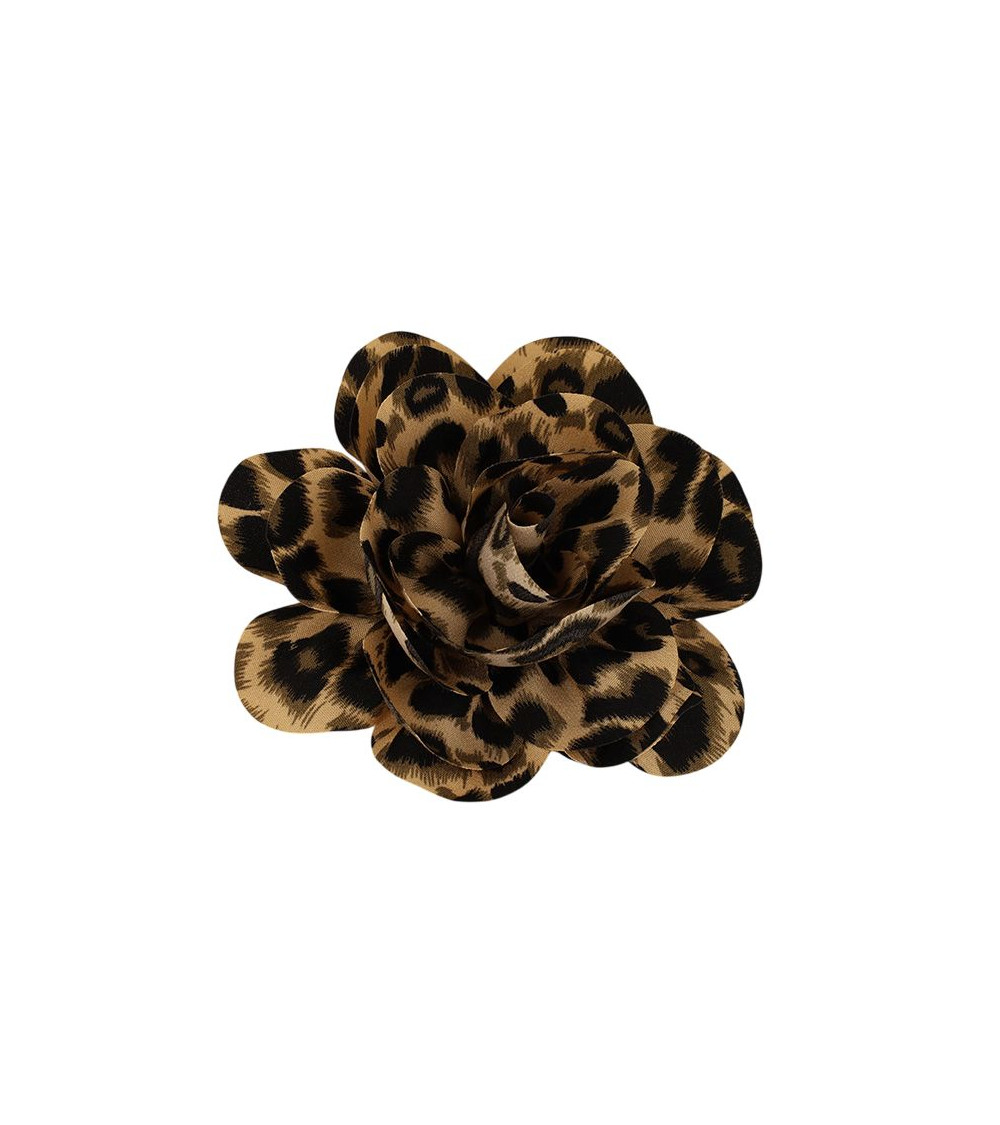 Havana brown panther pattern flower brooch