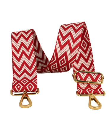 Bandoulière de sac ethnique 40x140cm rouge
