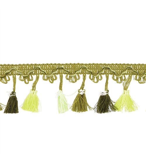 Bobine 20m frange pompons multicolore 45mm