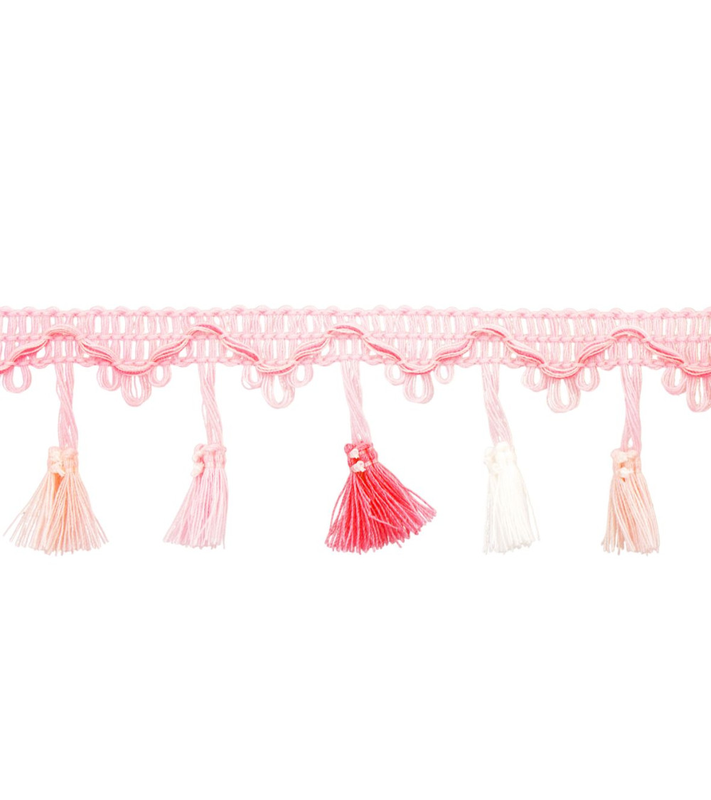 Bobina da 20 metri con frangia pompon multicolore da 45 mm