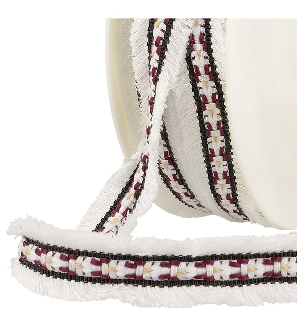 Bobine 20m double frangette 25mm blanc