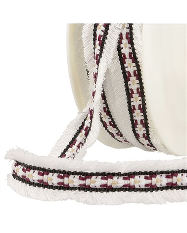 Bobine 20m double frangette 25mm blanc