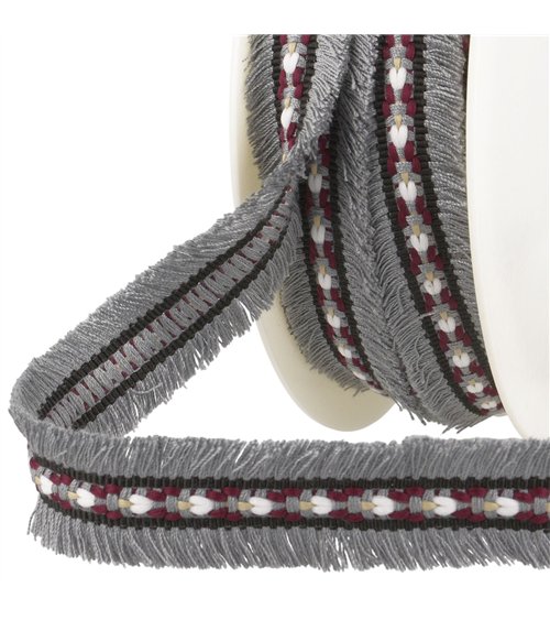 Bobine 20m double frangette 25mm gris moyen