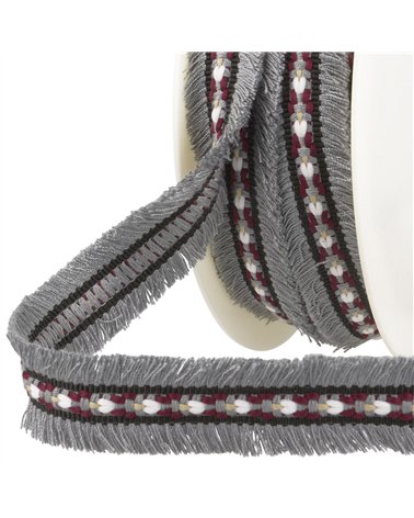 Bobine 20m double frangette 25mm gris moyen
