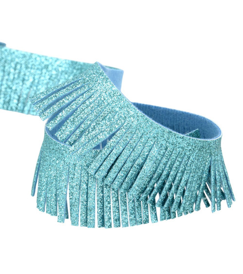 Bobina de 15m fleco metalizado 30mm azul acero
