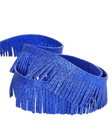 Bobine 15m frange métallique 30mm bleu roi