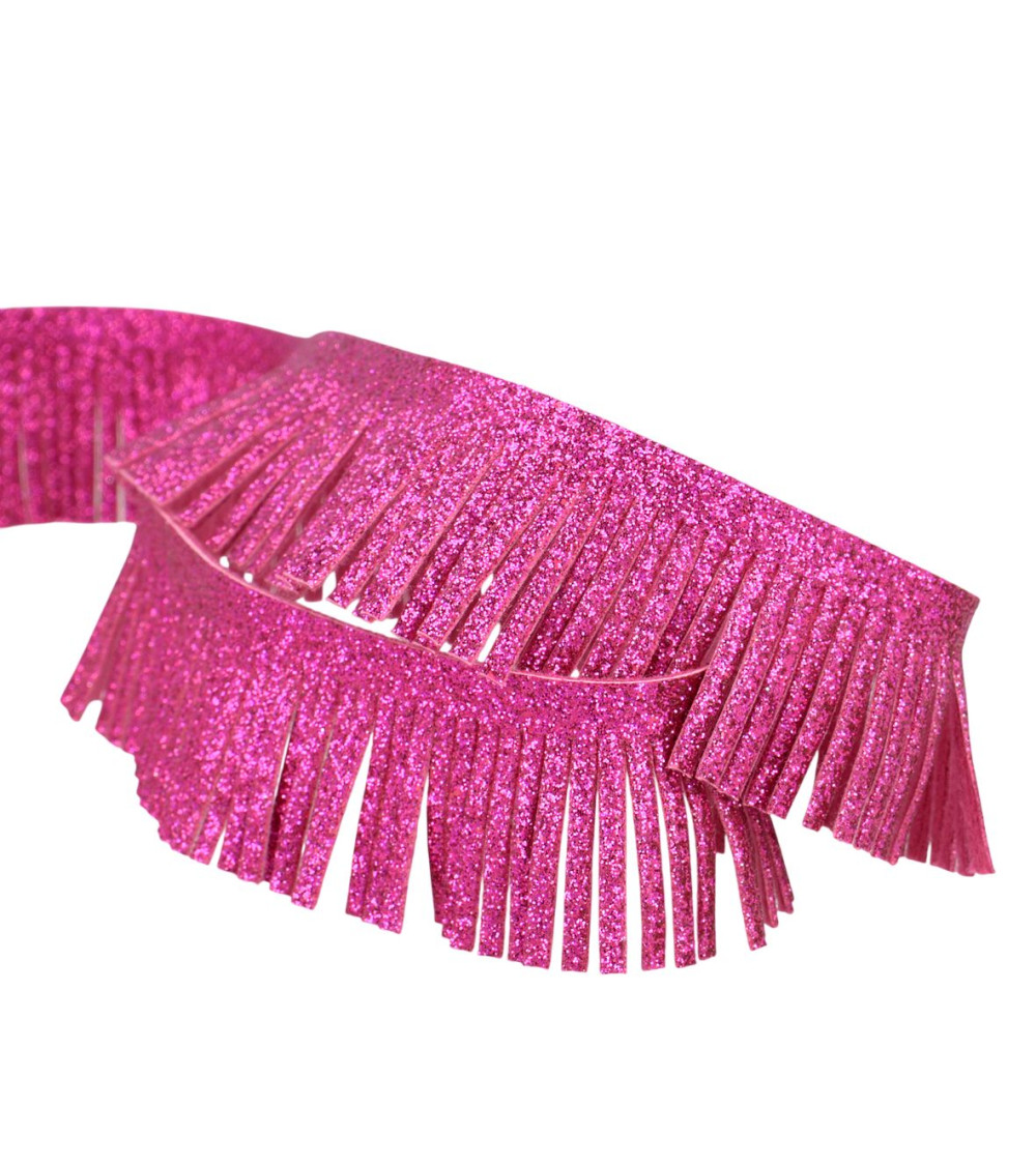 Bobina da 15 m con frange metalliche da 30 mm fucsia