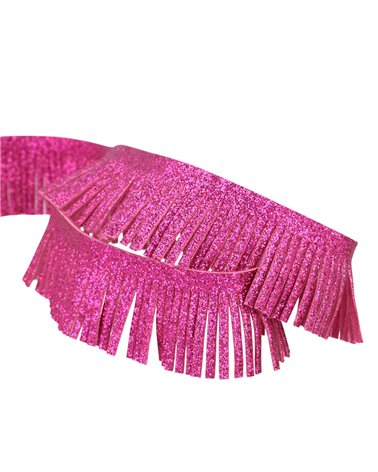 Bobine 15m frange métallique 30mm fuchsia
