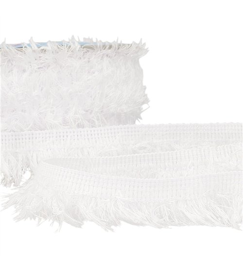 Bobine 20m frange fluffy 40mm blanc