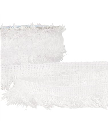Bobine 20m frange fluffy 40mm blanc