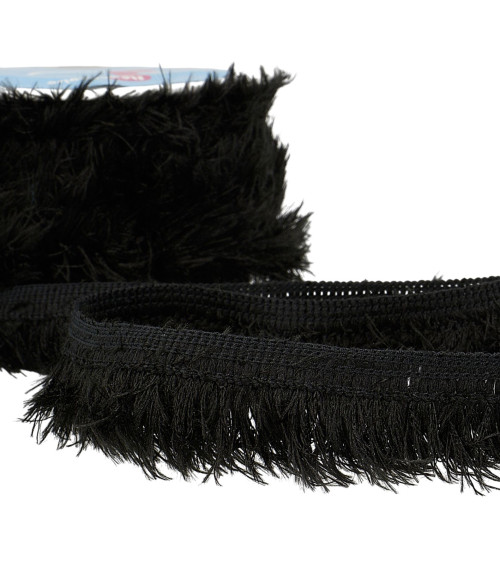 20m spool fluffy fringe 40mm black