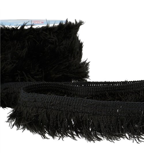 Bobine 20m frange fluffy 40mm noir