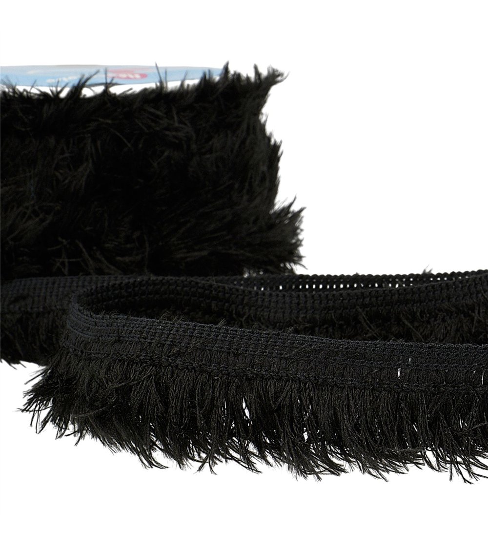 Bobine 20m frange fluffy 40mm noir