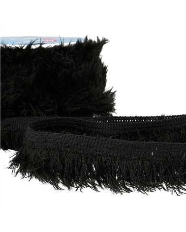 Bobine 20m frange fluffy 40mm noir