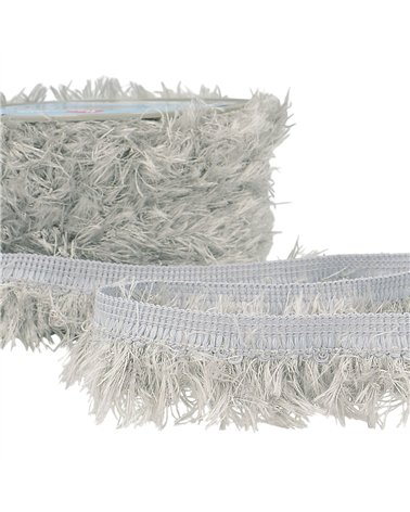Bobine 20m frange fluffy 40mm gris moyen