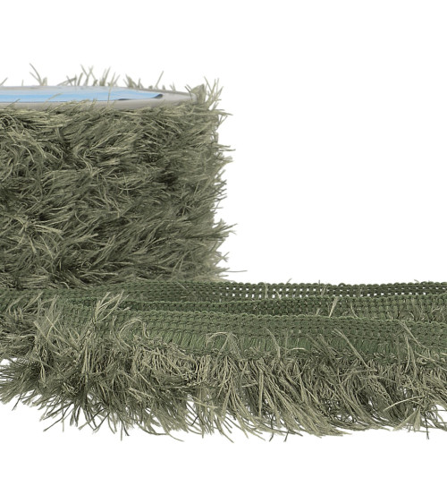 20m spool fluffy fringe 40mm khaki