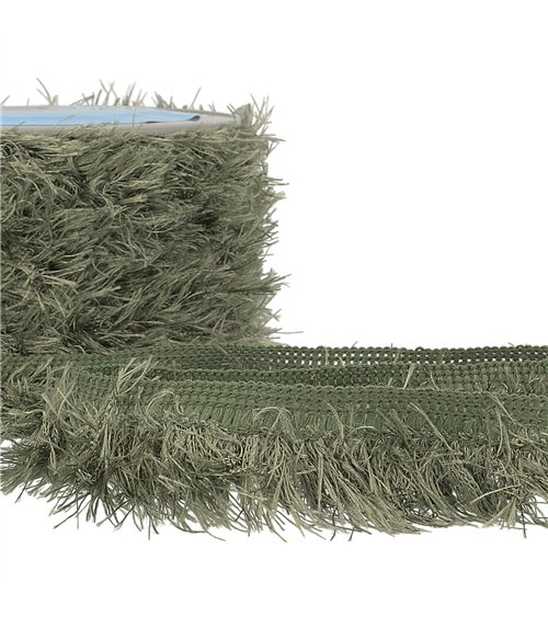 Bobine 20m frange fluffy 40mm kaki