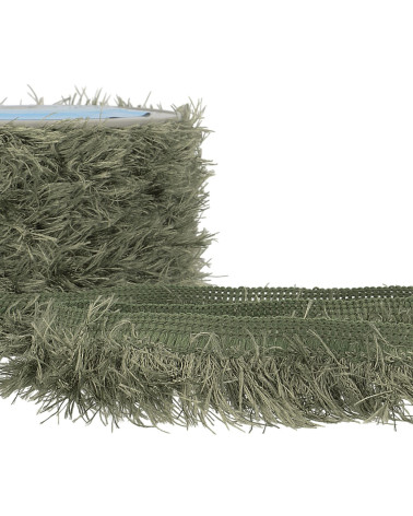 20m spool fluffy fringe 40mm khaki