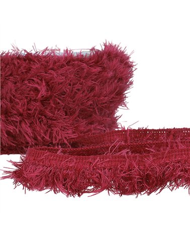 Bobine 20m frange fluffy 40mm bourgogne