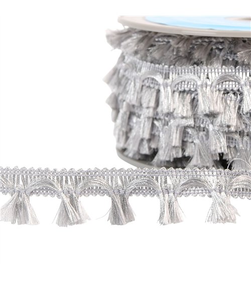 Bobine 25m frange chinée métal 21mm argent