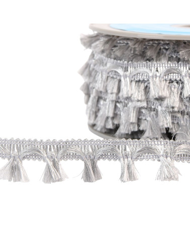 Bobina de 25m de fleco de metal jaspeado 21mm plateado