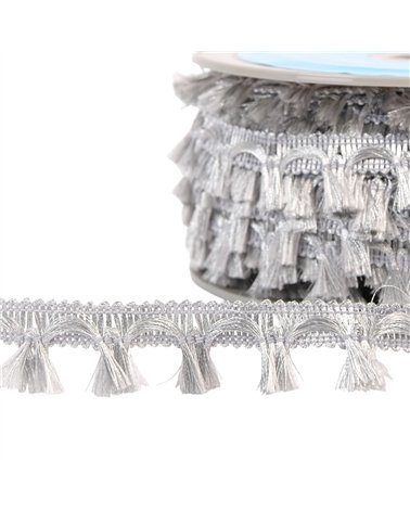 Bobine 25m frange chinée métal 21mm argent