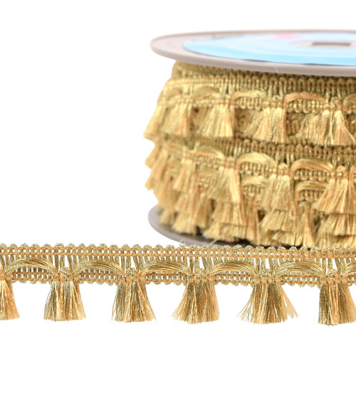 25-m-Spule mit melierten Metallfransen, 21 mm, goldfarben