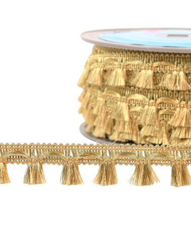 25m spool of mottled metal fringe 21mm gold