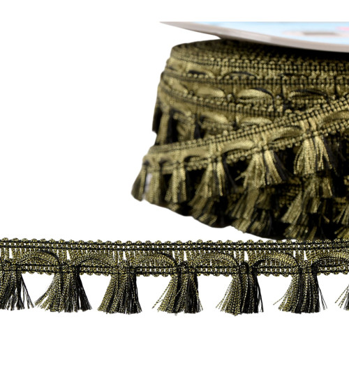 25m spool of mottled metal fringe 21mm gold