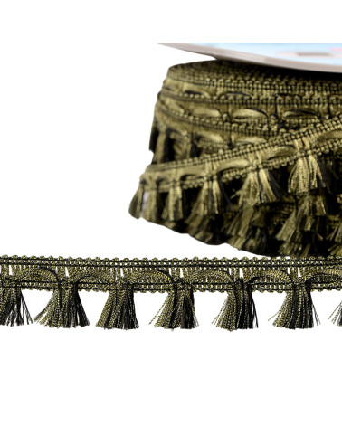 25m spool of mottled metal fringe 21mm gold