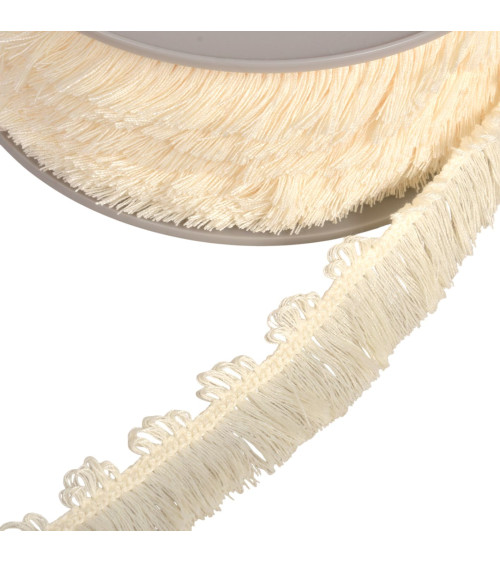 Bobina da 25 m, frangia picot ecru da 25 mm