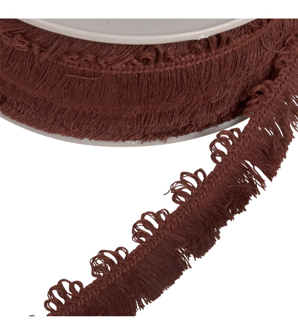 Bobine 25m frange picots 25mm marron foncé