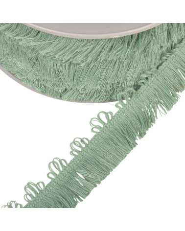 Bobina de 25 m, fleco picot verde caqui claro de 25 mm