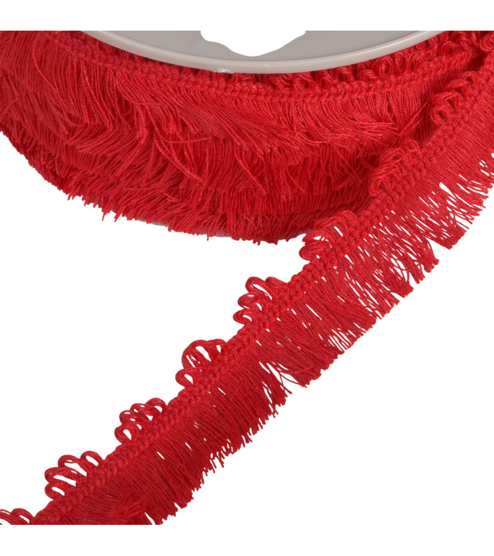 Bobina de 25m con fleco picot burdeos de 25mm