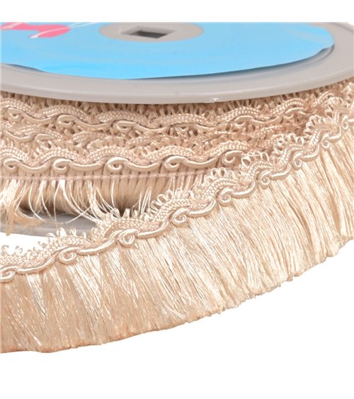Bobine 10m frange avec galon festonné 34mm beige