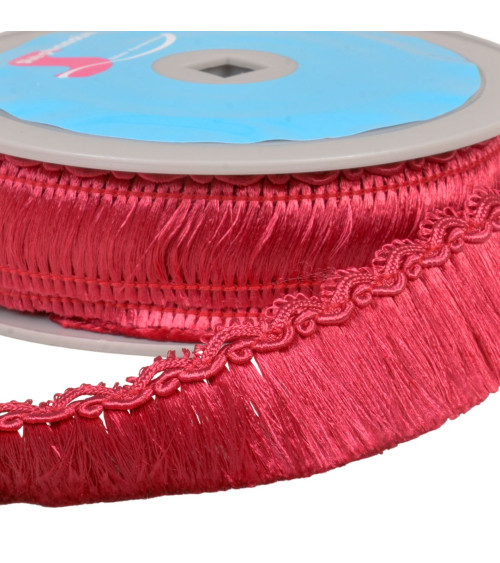 10m spool of fringe with 34mm scalloped braid, burgundy
