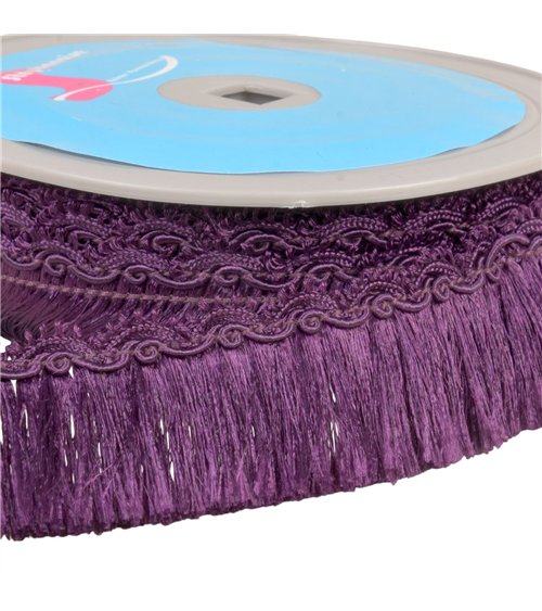 Bobine 10m frange avec galon festonné 34mm violet
