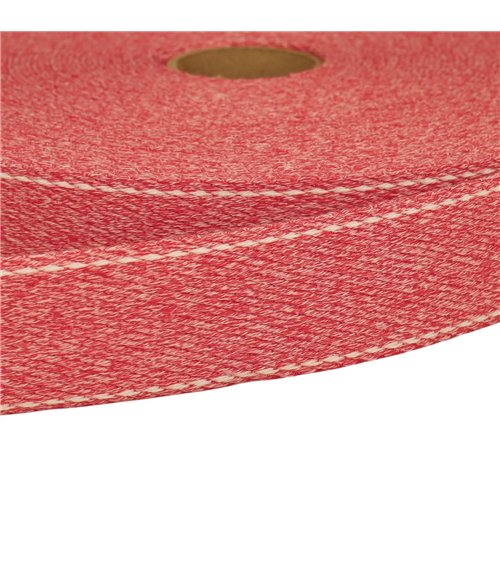 Bobine 20m sangle chinée point sellier 30mm rouge