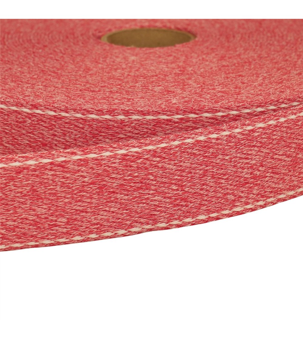 Bobine 20m sangle chinée point sellier 30mm rouge
