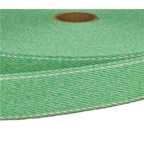 Bobine 20m sangle chinée point sellier 30mm vert nil
