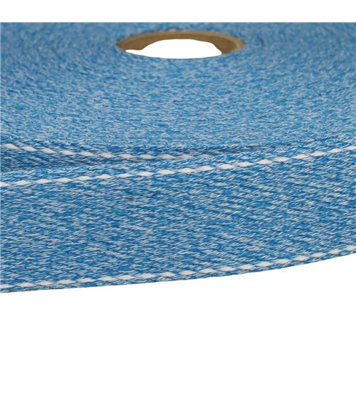 Bobine 20m sangle chinée point sellier 30mm bleu lavande
