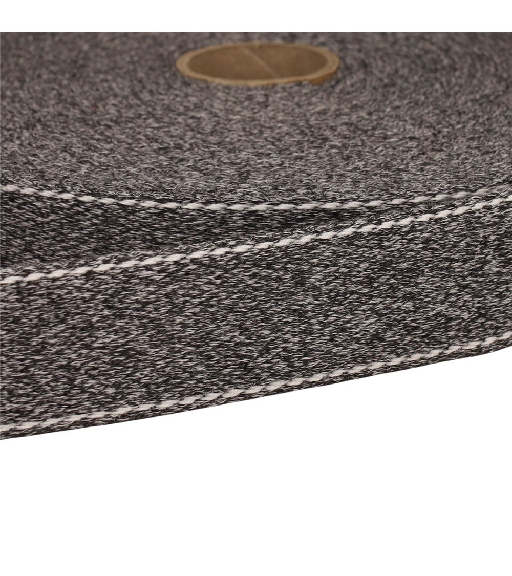Bobine 20m sangle chinée point sellier 30mm gris moyen