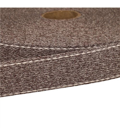 Bobine 20m sangle chinée point sellier 30mm marron chocolat