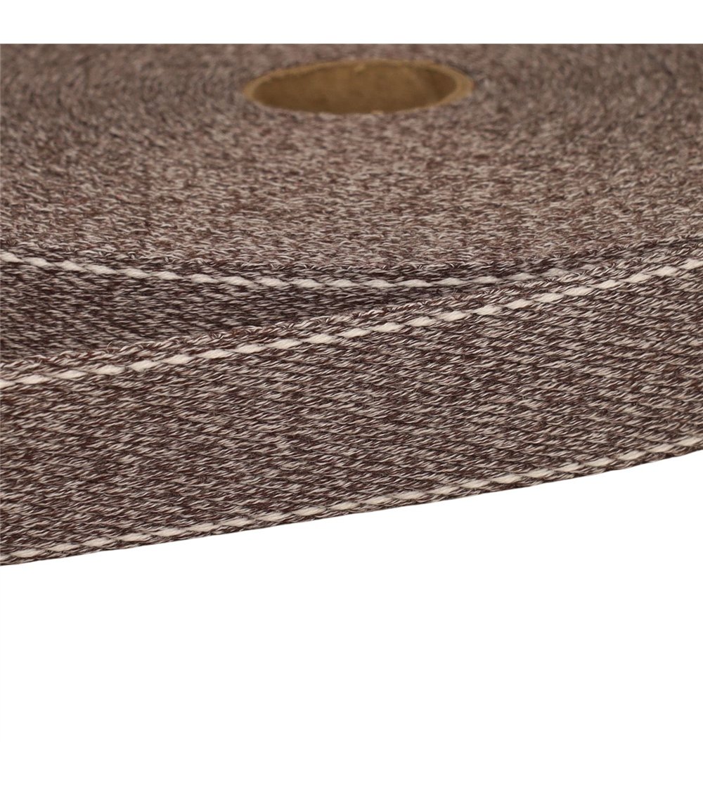 Bobine 20m sangle chinée point sellier 30mm marron chocolat