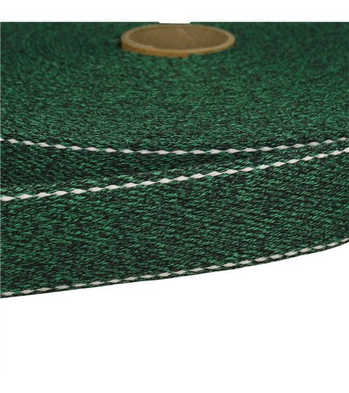 Bobine 20m sangle chinée point sellier 30mm vert kaki