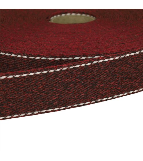 Bobine 20m sangle chinée point sellier 30mm bourgogne