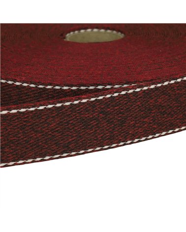 Bobine 20m sangle chinée point sellier 30mm bourgogne