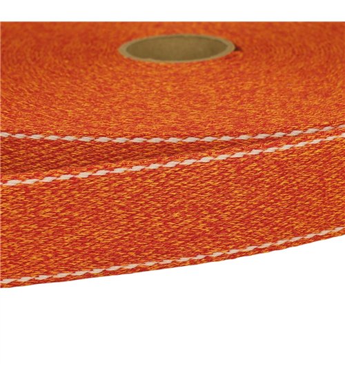 Bobine 20m sangle chinée point sellier 30mm orange