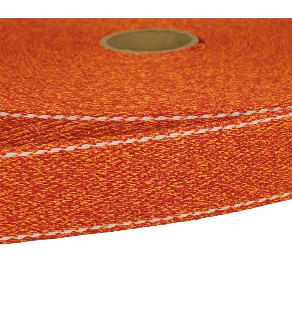 Bobine 20m sangle chinée point sellier 30mm orange